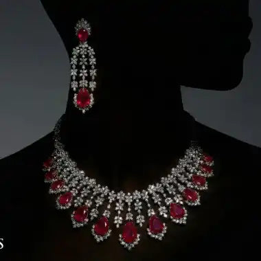 Ruby bridal set by Huma Jewellers