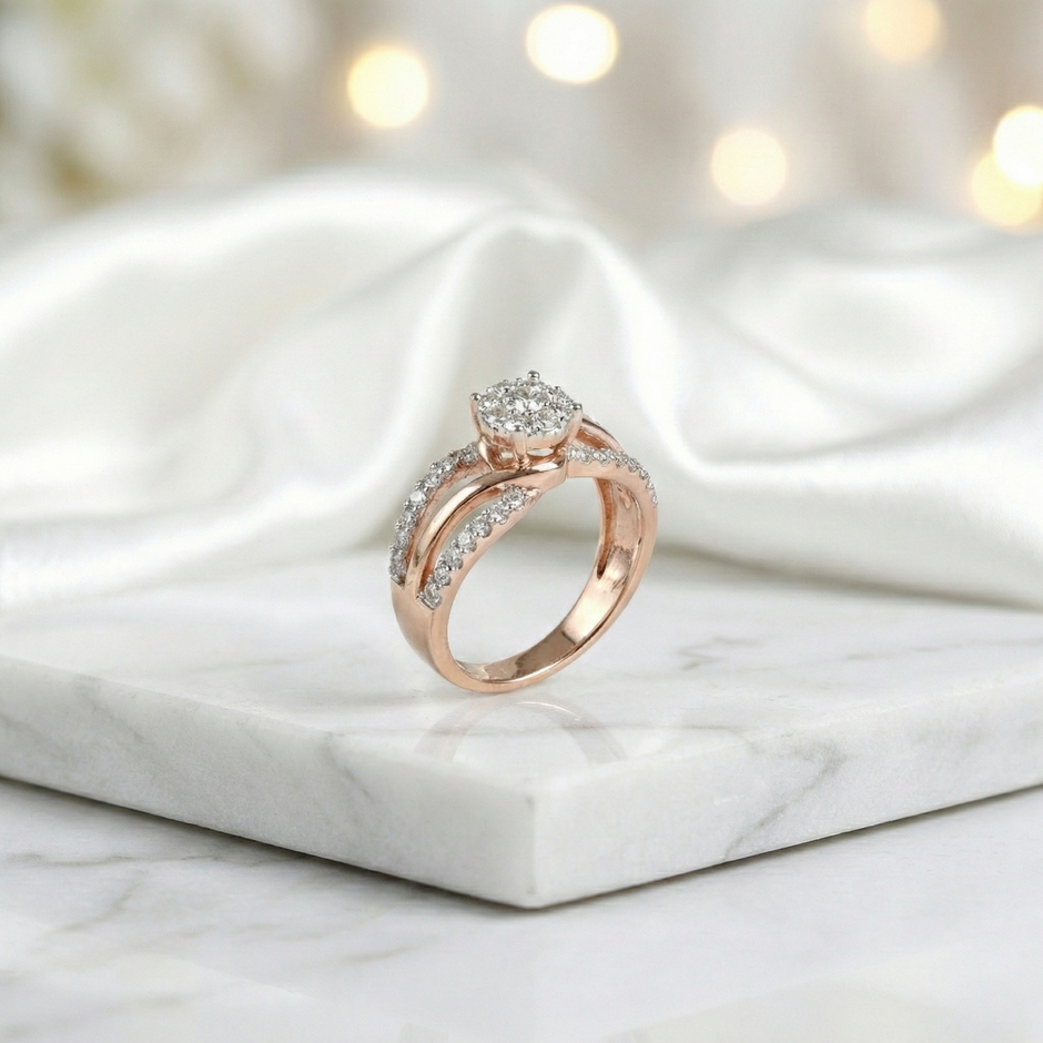Rose Gold Split-Shank Cluster