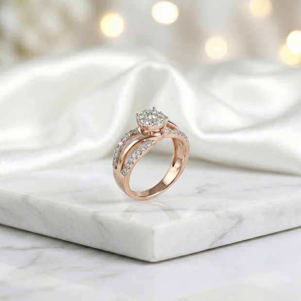 Rose Gold Split-Shank Cluster