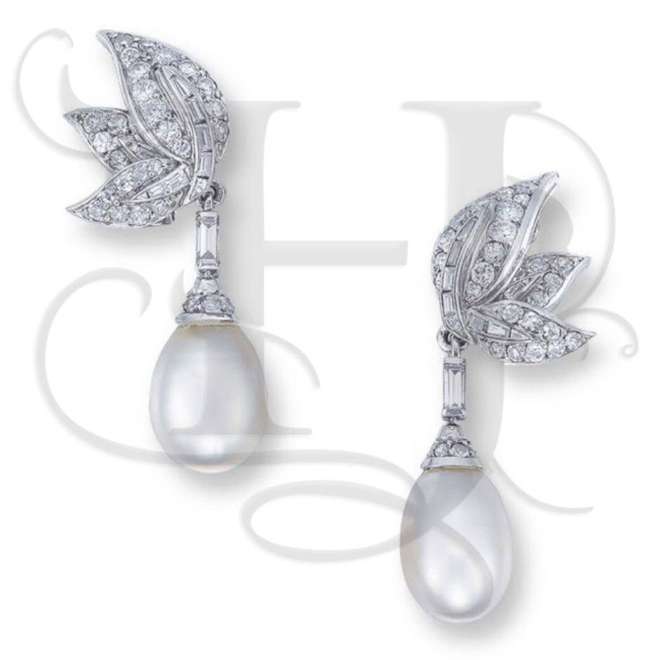 women fashion diamond earrings pearl gold white yellow 21 karat modern design huma jewellers jewlr jewellery jewelry karachi pakistan