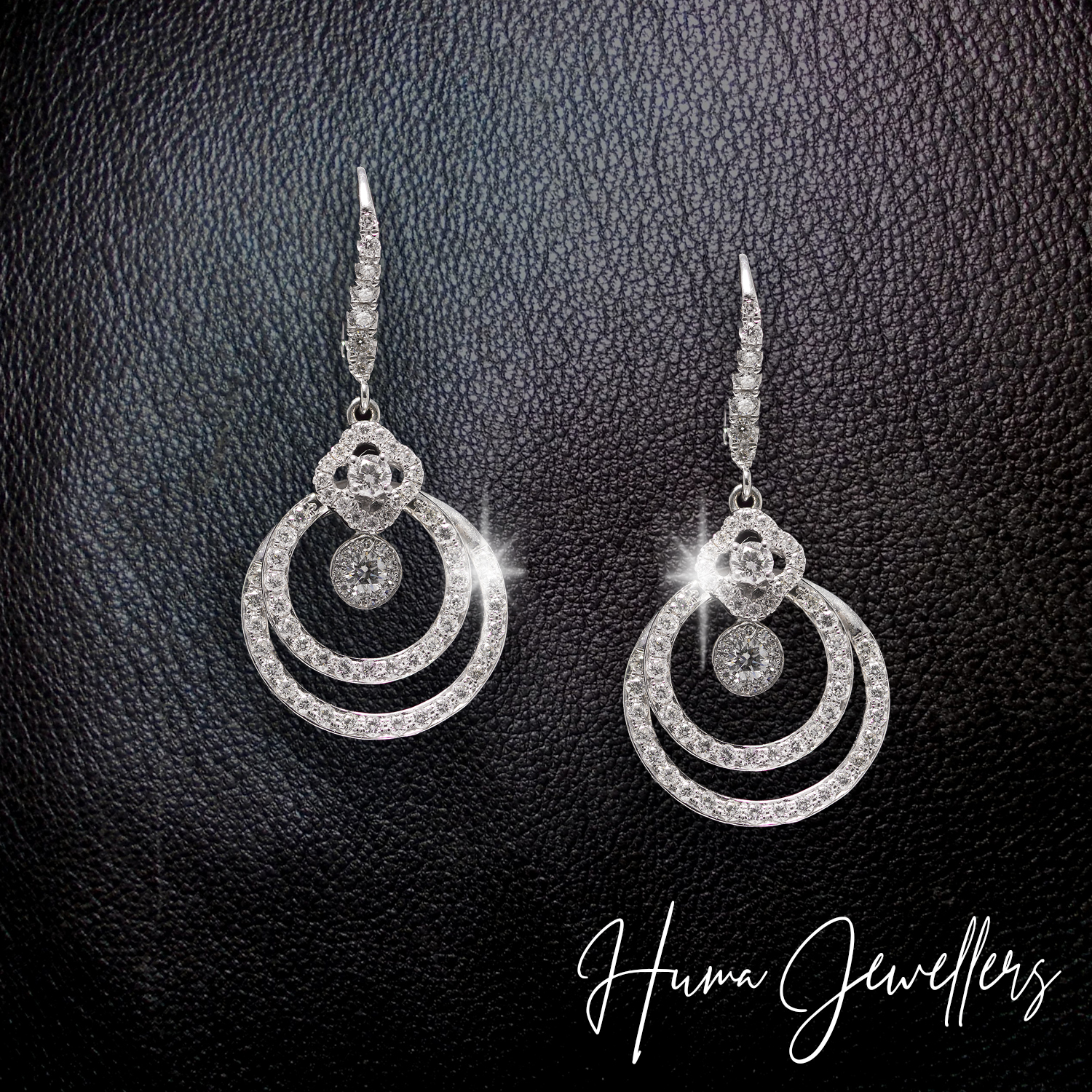 modern women diamond tops earrings design 18 karat gold rhodium plated huma jewellers karachi jewelry pakistan