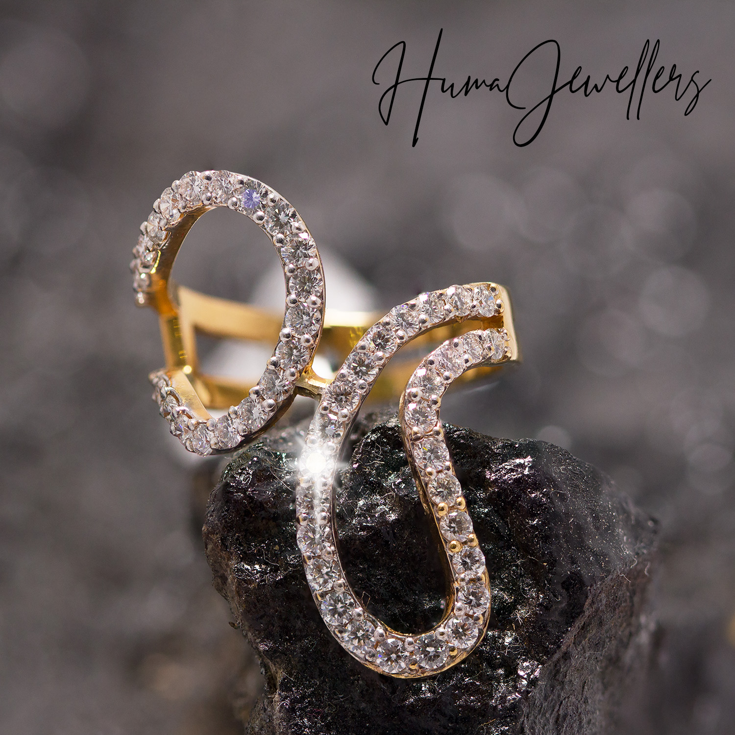 MODERN DIAMOND RING DESIGN IN 21 KARAT GOLD HUMA JEWELLERS