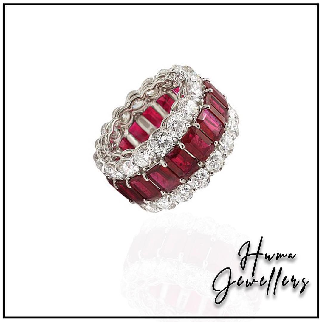 ruby modern diamond pointers women fashion ring deisgn huma jewellers karachi pakistan