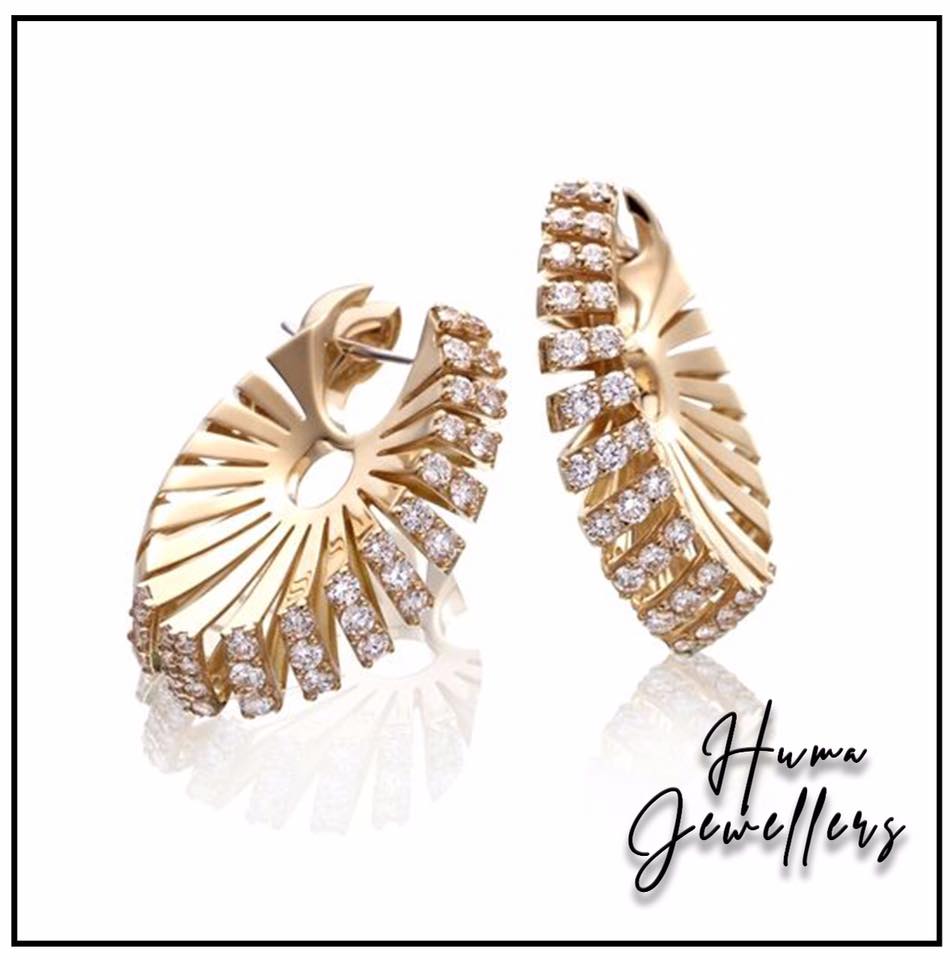 diamond and gold hoops modern design huma jewellers jewellery jewelry karachi pakistan
