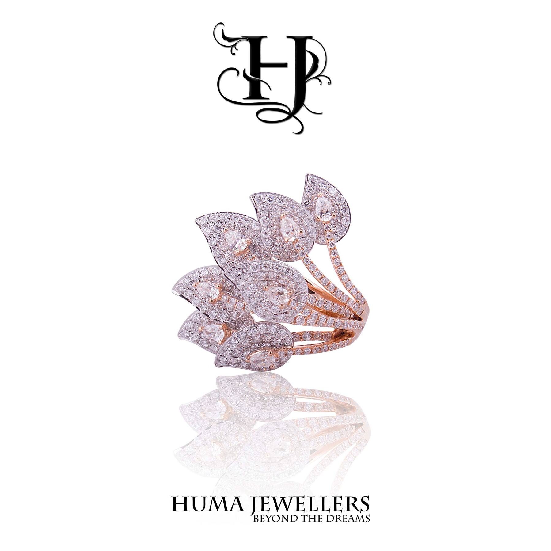 flower diamond stylish pear leaf ring deisgn modern huma jewellers jewellery jewelry women fashion karachi pakistan